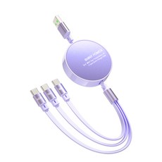 샤이니파워 3in1 66w데이터전송 all C타입 고속충전 케이블, 1개, 퍼플, 110cm