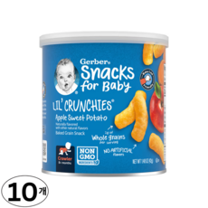 Gerber LilCrunchies 구운 곡물 스낵 생후 8개월 이상 사과 고구마, Apple Sweet Potato, 42g, 10개