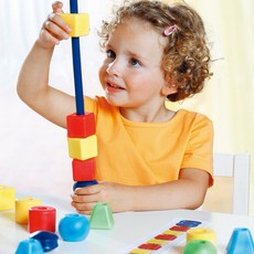 Nathan 放大版形狀串珠 桌遊 兒童學習玩具 手眼協調訓練, 1個