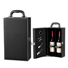 와인케이스 고급 가죽 선물 답례품 포장 단품 보관, 1개, 블랙 포함 이중