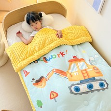 兒童豆豆被 嬰兒安撫被 針織棉午睡小被子 幼兒園春秋被芯, 藍色挖掘【針織棉】,120*150cm 2斤春秋被