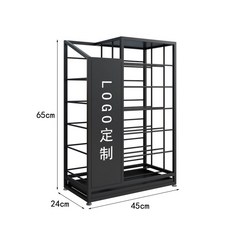 雨傘架 敎室放傘桶商用酒店瀝水大容量多功能收納架傢用入戶置物架, 小號LOGO定製款-黑色, 1個