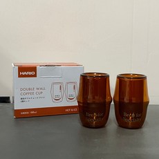 HARIO 雙層琥珀玻璃杯 咖啡杯 60ml 兩入組 DWC-2022 茶色 咖啡色, 1個, 雙層琥珀玻璃杯兩入組 60ml,茶色