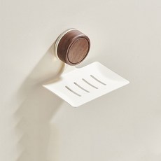 붙였다 떼었다 블라제스 무타공 진공 흡착 호두나무 비누 받침대, 1개, 아이보리