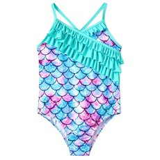 Dvenki 여아용 러플 인어 수영복 여름 아동용 사이즈 6X/7 초록색. 165510, 2-6-7, 초록색