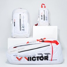 VICTOR 勝利 BR5023 羽球背包 6支裝矩形包 專業羽球拍袋 耐磨材質 獨立球拍隔層, 1個, 6支裝拍包 BR5223,LG純潔白/牛油果綠, 亮白/淺灰