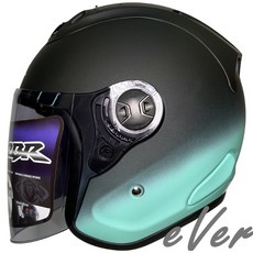 CBR S-90 RX-7 雙色 平黑綠 漸層 R帽 雙D安全帽, S(55~56cm), 1個