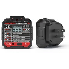 驗屋工具 房屋 專業型帶電壓顯示 插座 安全檢測儀 110V 220V相位檢測 GFCI測試, 黑, 1個