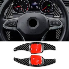 폭스바겐 호환 파사트 Teramont Touron 2018 2019 2020 자동차 핸들 패들 시프터 스티커 하드 드라이 카본, Black