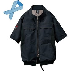 13451503 작업복 상의 M 사이즈 공사 택배 현장 워크프로 자윈 공조 웨어 옷만 54200 사이드 팬 반소매 블루종 남성·여성용★오리지널 냉감 타월 포함★, 블랙