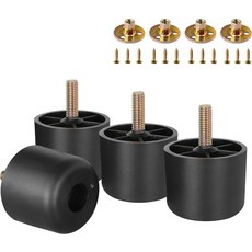 마센델크 4pcs 플라스틱 가구 다리 1-12인치 검은색 소파 원형 발 교체 다리와 M8 플레이트 너트 테이블 소파용, 1-1/8 Inch,, 4