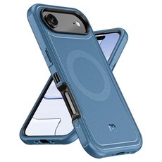 M MYBAT PRO Maverick 시리즈 로그 에디션 폰 케이스 아이폰 에어 케이스용 [마그네틱 뒷면 낙하 방지 충격 튼튼한 보호 블랙 블랙 블루 107969, Blue