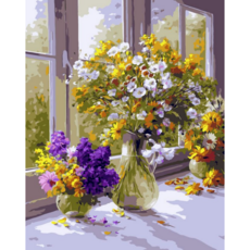 모모픽스페인팅 DIY명화그리기 40x50cm, I34 창가의 들꽃, 1개
