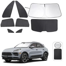 TINGLU 포르쉐 마칸 2014-2024용 창문 쉐이드 8피스 액세서리 자동차 사이드 풀 윈도우 후면 삼각형 앞유리 햇빛 가리개 햇빛 자외선 및 프라이버시 보호 캠핑 낮잠, Porsche Macan 2014-2024