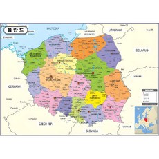 地圖網 行政覆膜型波蘭地圖 110 x 78 cm, 1個