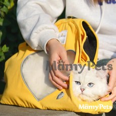 Ｍamy Pets 簡約外出透氣安全遛貓斜挎包 寵物外出包 貓咪包 可調節, 豔麗黃, 1個