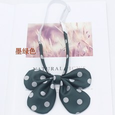弧形羽根兔耳領花領結女 韓版波點可愛蝴蝶結 jk制服領結墨綠色默認顏色