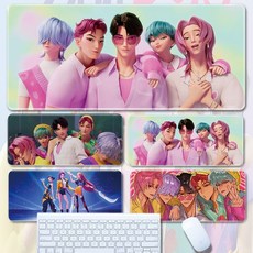 臺灣出貨 熱賣 Kpop獵魔女團鼠標墊超大動漫二次元耐髒電腦鍵盤墊電競遊戲厚桌墊, lmnt06,700x300mm 3mm, 1個