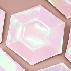 일회용 홀로그램 핑크 접시 컵 6p 홈 파티, 1. 홀로그램 핑크 접시 (6p), 6개