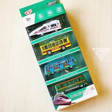 合金列車巴士模型四入組 兒童仿真交通工具玩具車, 1個, B款