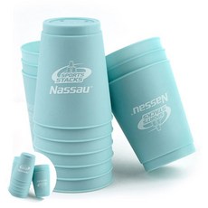 [엠유종합상사] 쌓기장난감 도형끼우기장난감 쌓기놀이 스포츠 스택스 12개입 스카이블루 스피드 컵쌓기 보드게임, 1개