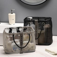빠른배수 접이식 간편보관 메쉬 세면도구 대용량 수납 가방 목욕 바구니, 단일상품1, 그레이-L