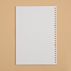 26공 바인더 노트 속지 60매 B5 유선 루즈링 노트리필, 1개