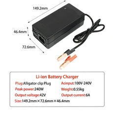 리튬 이온 폴리 고속 충전기 36 V 6A 배터리 42V GX16 IEC XT60XT90 10S 볼트, 01 SANS Plug, 01 CHINA, 09 Clip