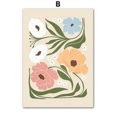 Abstract Flower Market Peony Daisy Leaves Wall Art Canvas Painting Vintage Posters And Prints Pictur, 06 50X70 cm No Framed, 08 B