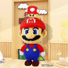 레고호환 기차 트랙 블럭 조립 퍼즐 장난감 빌딩 블록 교육용 테크닉 완구 초대형 레드 메리 버섯 머리, 1개