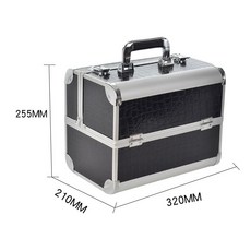 메이크업 박스 도구 가방 전문가용 네일 여행용, 블랙 악어무늬 320x210x255mm