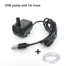 초저소음 브러시리스 수중 USB 블랙 5V 애완 펌프 화이트 워터 튜브 호스 수족관 분수 순환 도구 어항 동물, black Pump, 1개