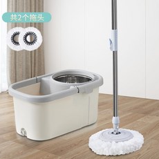 免手洗旋轉拖把拖把桶套裝 八字拖布桶 家用甩乾墩布 含8個拖頭, 旋轉拖把拖把桶【共2個原裝拖, 1個