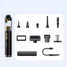 [FONDERA] Fanttik 차량용 휴대형 청소기 2026년 강흡력 무선, 청소기+전용부품9건세트+수납가방+호스+필터, 블랙