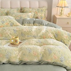 리진 모네 겨울 이불커버 퀸 (200X230cm), 그린