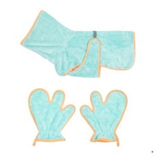 寵物浴袍 狗浴袍 寵物吸水浴袍 狗浴巾 寵物清潔用品 柔軟舒適 可調節頭套, 棕橘包邊, 1個