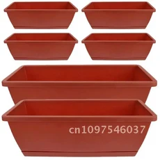 화분 야채 꽃 심기 용기 플라스틱 야외 사무실 분재 직사각형 대야 6, 43.00X17.00X15.20cm, 01 6Pcs