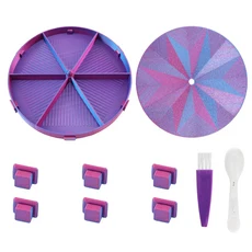 다이아몬드 페인팅 트레이 보관함 스택형 회전 아트 도구 및 액세서리, Blue Purple