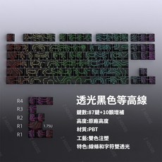 PBT 磨砂鍵帽 台灣注音, 新款純黑側刻等高線透光鍵帽 鐳雕注音
