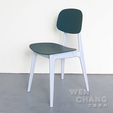 文昌家具 卡樂單塑料椅 撞色餐椅 戶外椅 咖啡廳椅子 CH093, 墨綠色坐墊+白色, 1個