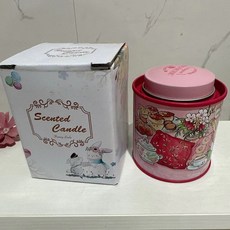 Bunny Lulu 香氛蠟燭 復古鐵罐裝 大豆蠟 伴手禮, 奶油兔粉色罐-薰衣草