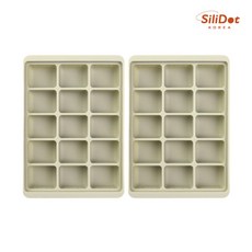 실리닷 실리콘 이유식 냉동용기 멀티 눈금큐브, 2개, 15구 그린, 20ml