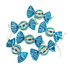 摩達客耶誕 台灣製11CM彩繪電鍍糖果6入吊飾組-聖誕樹裝飾球飾掛飾(三色可選), 藍色, 1個