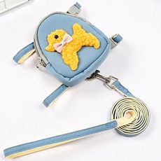 리빙공감 강아지 가방 리본 리드줄, 블루, 1개