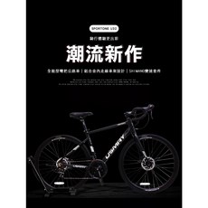 USIMAY 鋁合金內走線 14速變速機械碟煞全能型彎把公路車, 1個, 變色藍,41CM