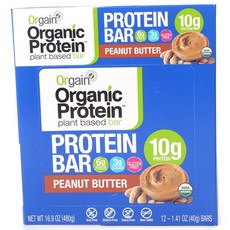 Orgain 無麩質素食蛋白花生醬 10g 12入, 1個, 480克