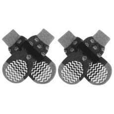 EXPAWLORER 발을 핥는 것을 방지하는 미끄럼 방지 강아지 양말 뜨거운 도로를 위한 강아지 신발 소형 중형 대형견을 위한 강아지 부츠 견목 바닥용 트랙션 컨트롤, 차콜 애쉬