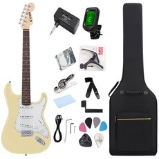 케이투엠 입문용 일렉 기타 + 미니 헤드폰 앰프 풀세트, 1개, 옐로우, 6EGT002