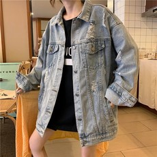 [Myshe]여성 데님 아우터 힙합 패션 루즈핏 빅사이즈 쇼 청자켓 BRSMar7SQ319DK02