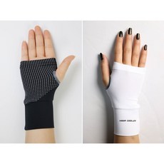 MEGA COOUV 無指手套 冰感透氣 UPF50+, 1個, 黑色UV-001B, 黑、白色